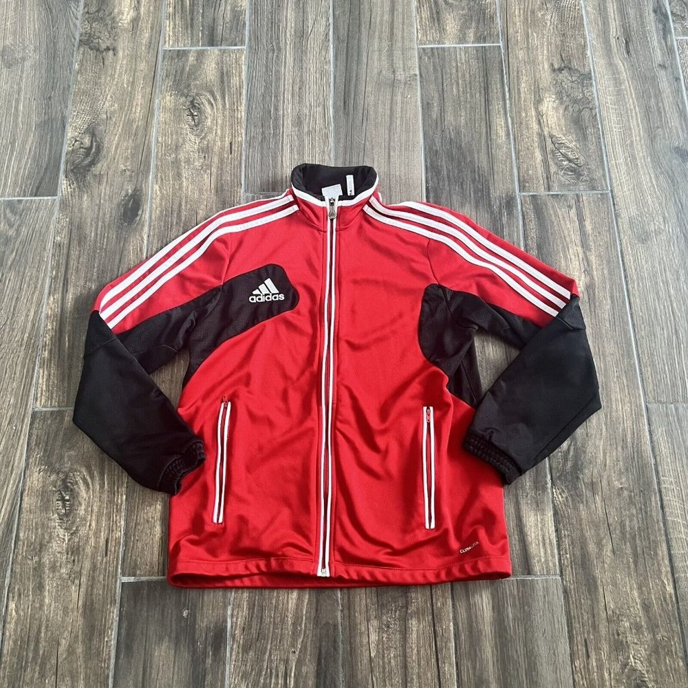 Adidas Red Black White Track Jacket Size Kids Large